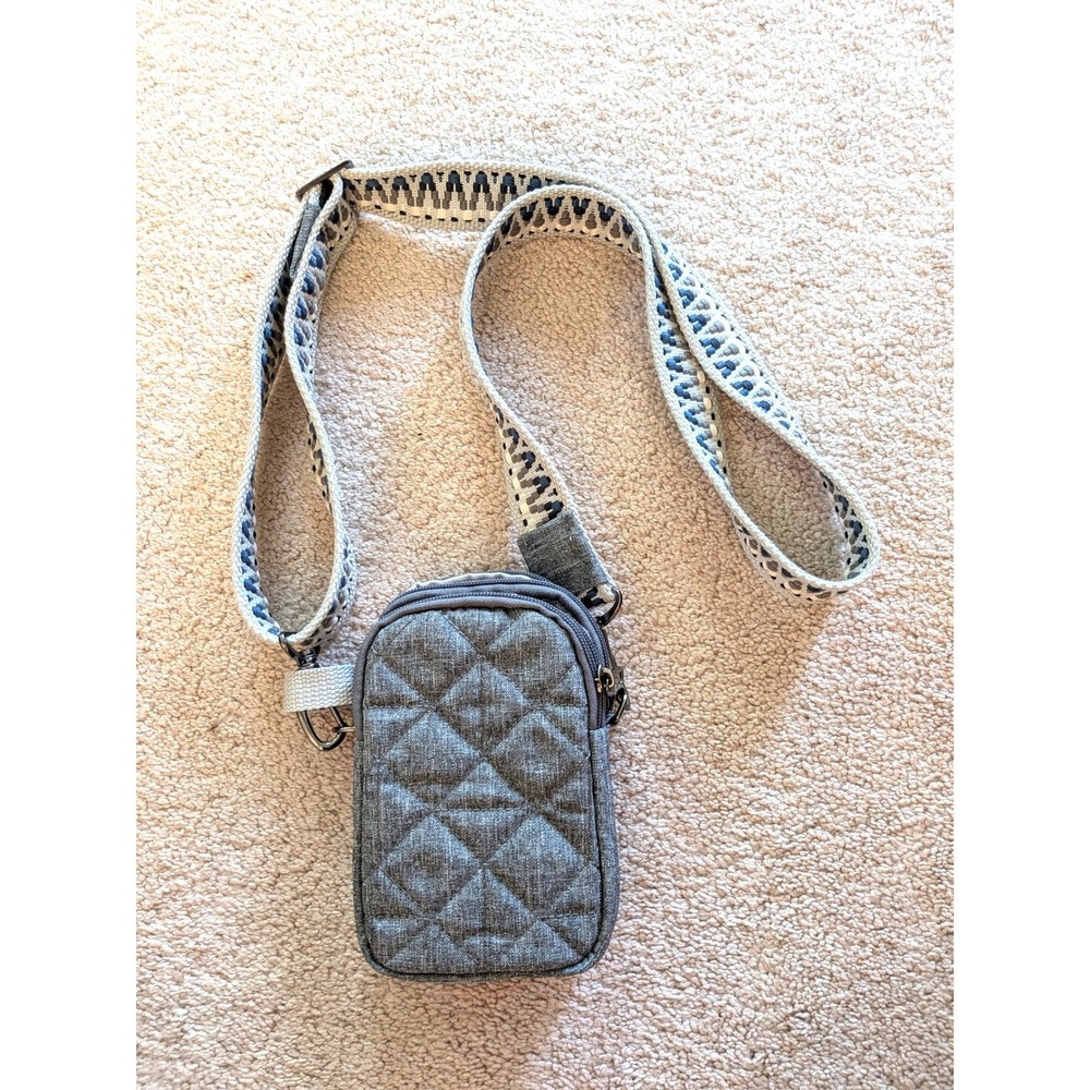 Travelon Anti-Theft Quilted Phone Crossbody Bag Gray RFID Blocking 43621-52T
